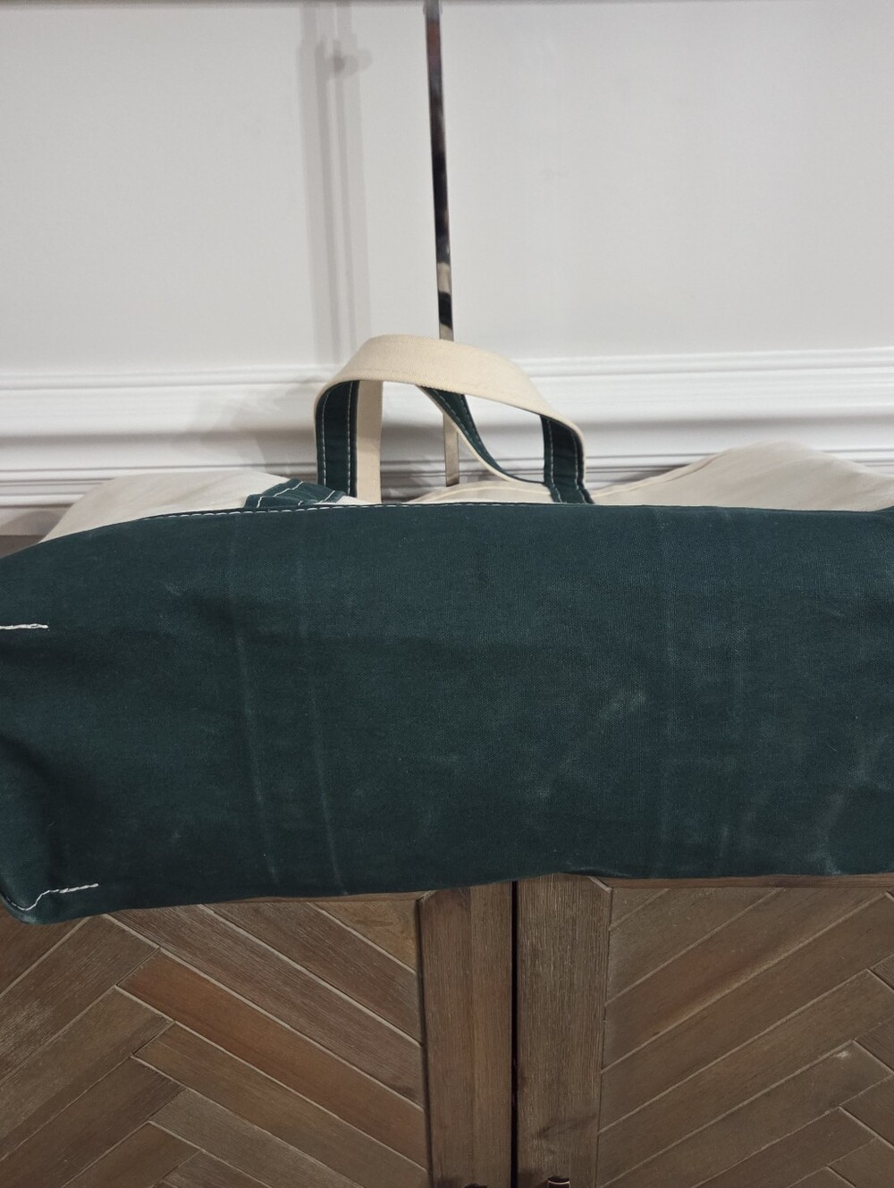 Vintage LL Bean Cream &GreenBoat And Tote Bag X Large Approx 18”L X 14”H X 7W - Picture 13 of 16